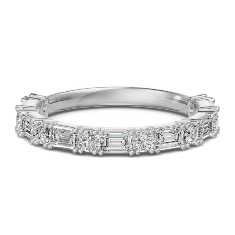 2.50 MM Round and Emerald Cut Half Eternity Band