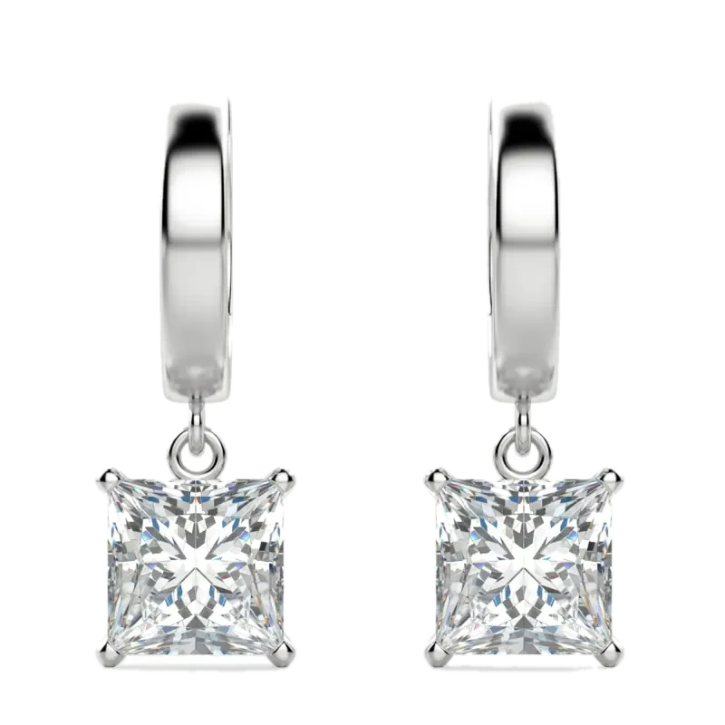 Princess Cut Solitaire Drop Earrings