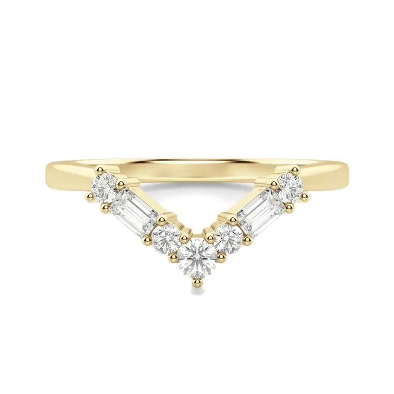 Alternating Stone Nesting Band Moissanite 14K Yellow Gold
