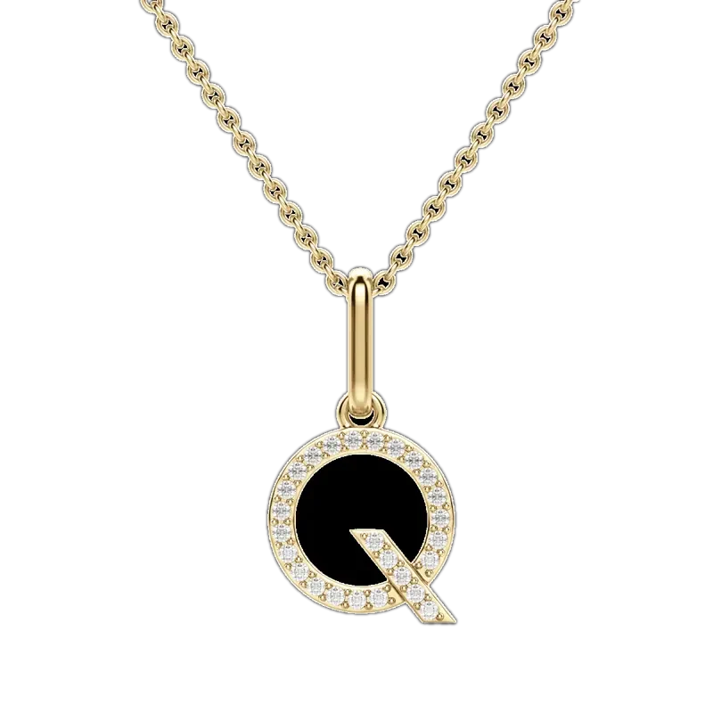 “Q” Initial Pendant 14K Yellow Gold