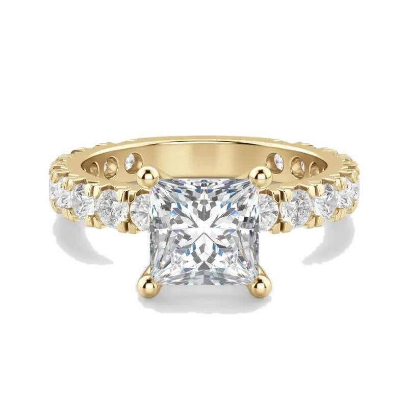 Gwyneth Princess Cut Engagement Ring Moissanite 14K Yellow Gold