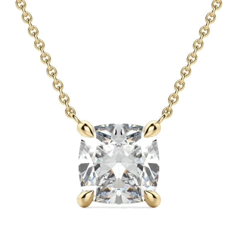 Claw Prong Necklace Cushion Cut