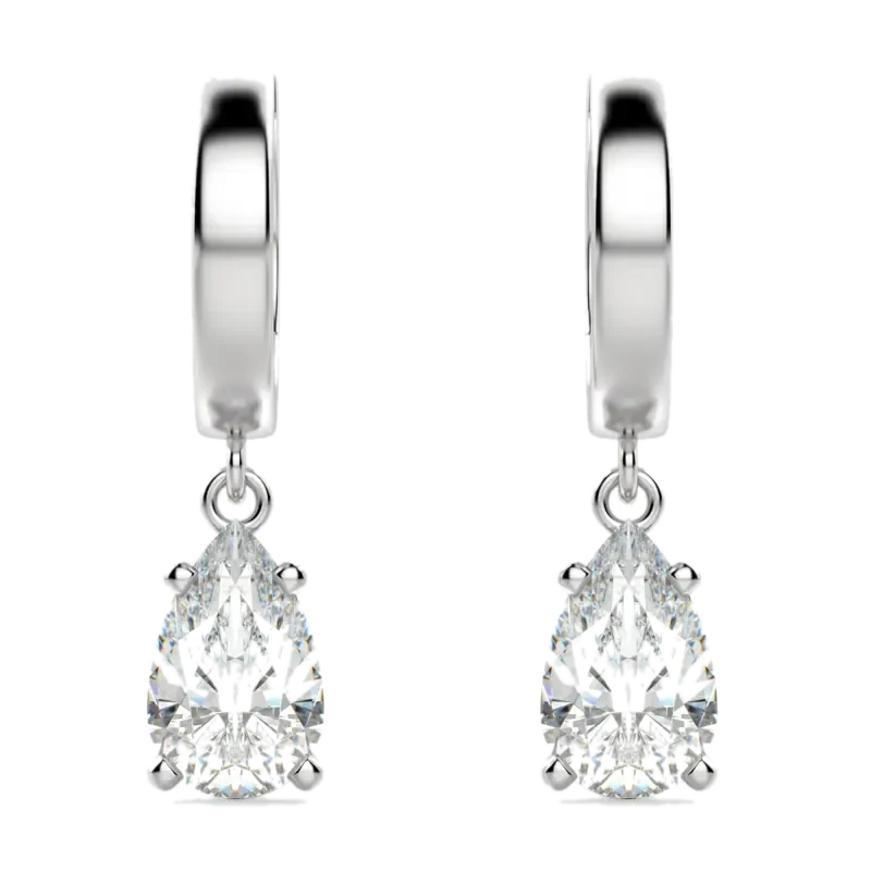 Pear Cut Solitaire Drop Earrings