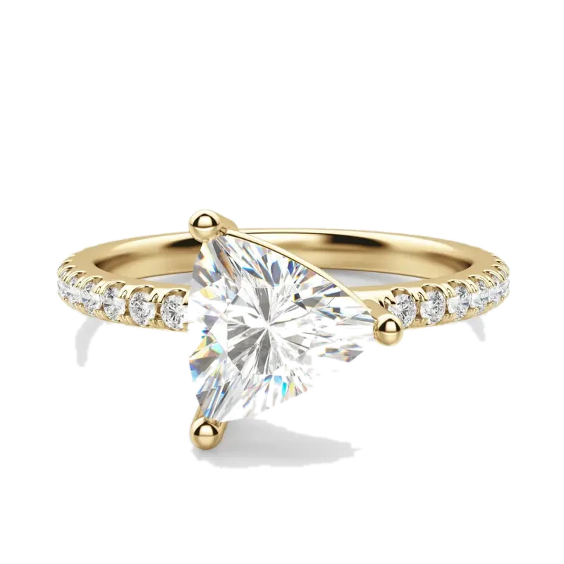 East-West Accented Basket Trillion Cut Engagement Ring