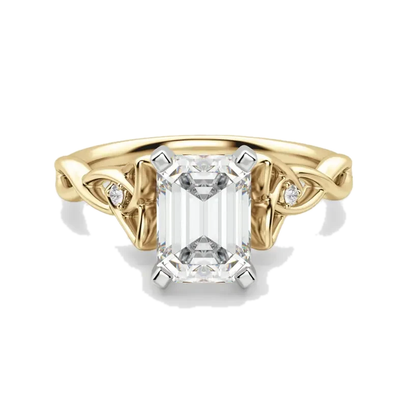 Celtic Knot Emerald Cut Engagement Ring