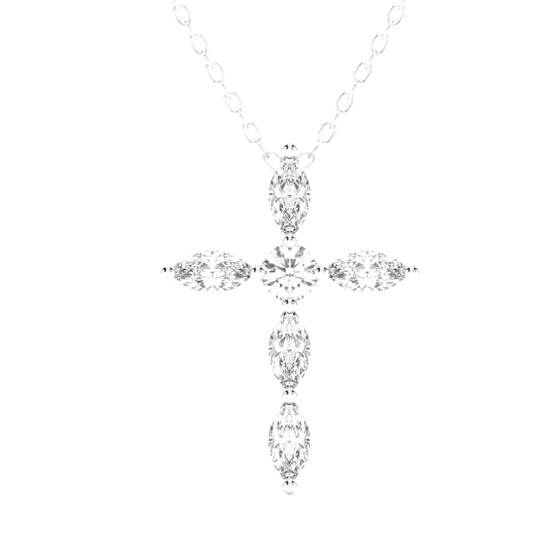 Marquise & Round Cross Pendant 0.50 tcw
