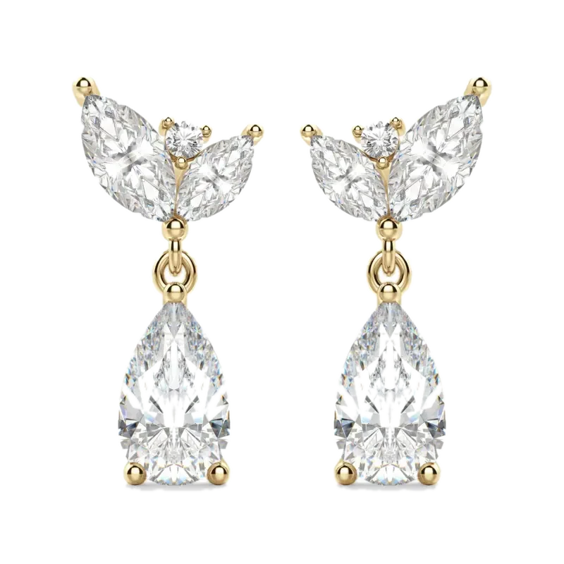 Camellia Pear Cut Drop Earrings