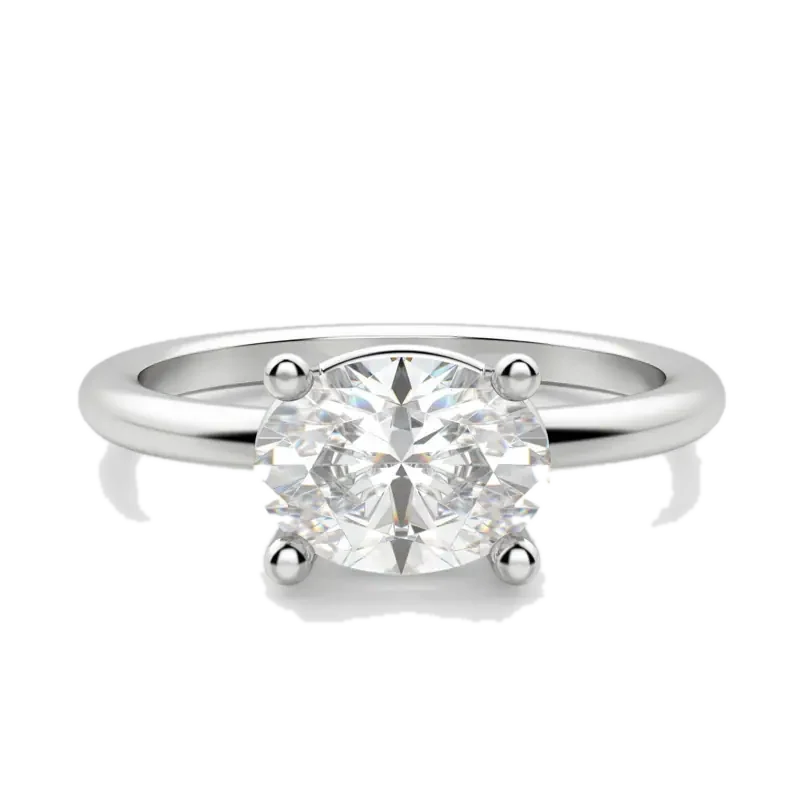 East West Classic Basket Oval Cut Engagement Ring