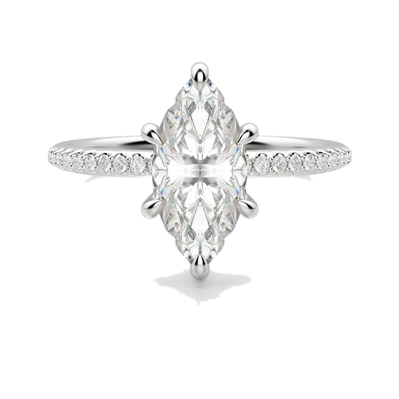 Hidden Halo Accented Marquise Cut Engagement Ring