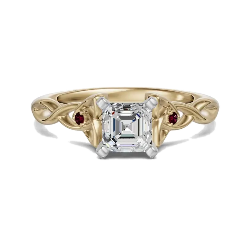 Celtic Knot Asscher Cut 0.50 ct Engagement Ring – Ruby –