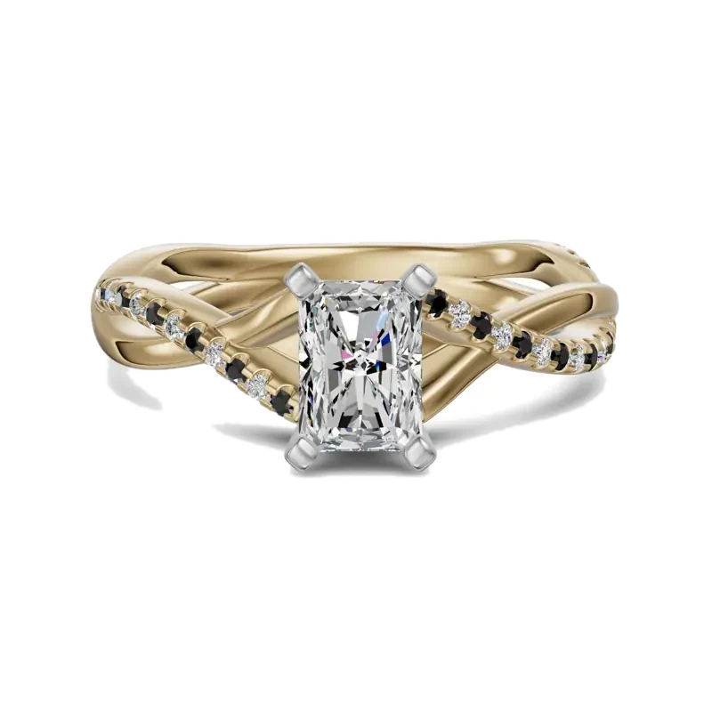 Twisted Accented Radiant Cut 0.50 ct Engagement Ring – Midnight –