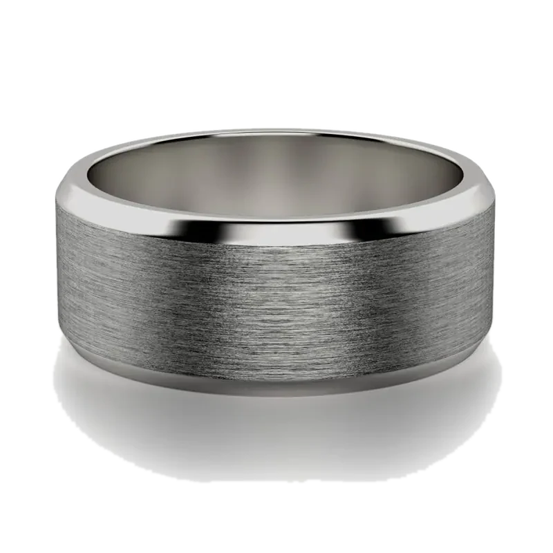 Bold White Comfort Satin Wedding Band