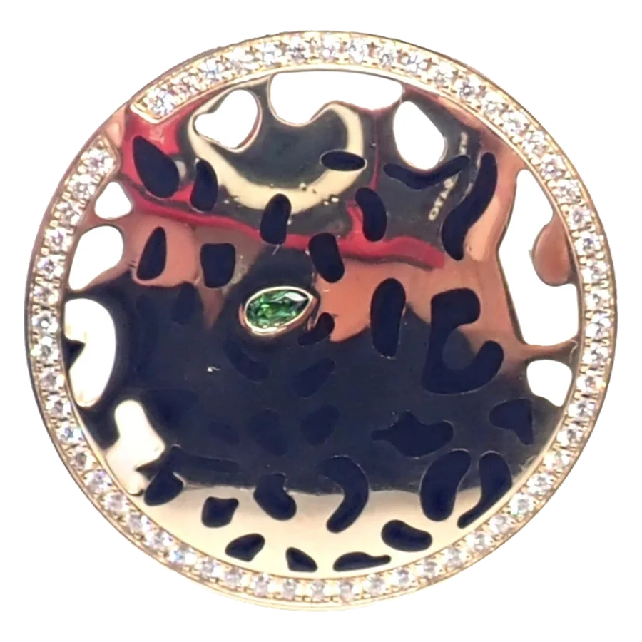 Cartier Panther 18k Yellow Gold Diamond Lacquer Tsavorite Ring