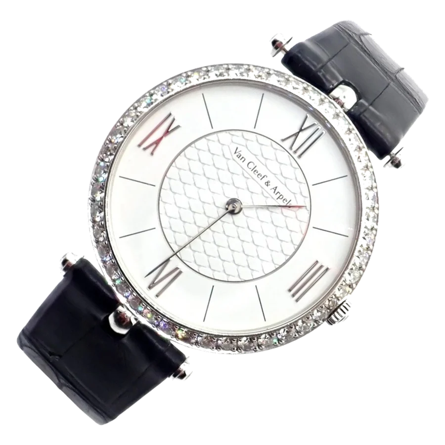 Van Cleef & Arpels Pierre Arpels 18K White Gold Diamond 38mm Watch Cert. Box