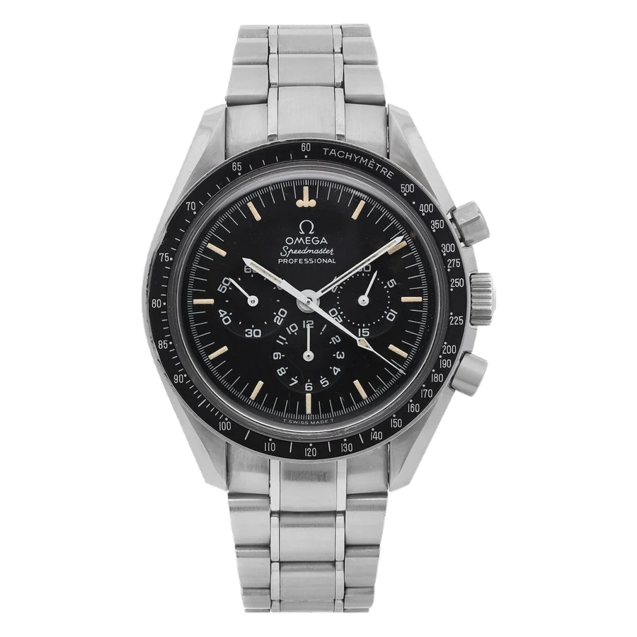 Omega Speedmaster Steel Black Dial Manual Wind Men Watch Error Dial 345.0022