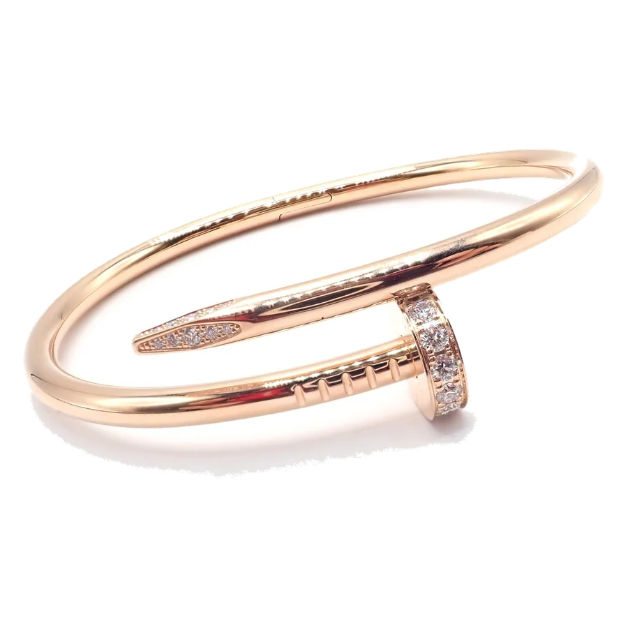 Cartier Juste un Clou Nail 18k Rose Gold Diamond Classic Bangle Bracelet Size
