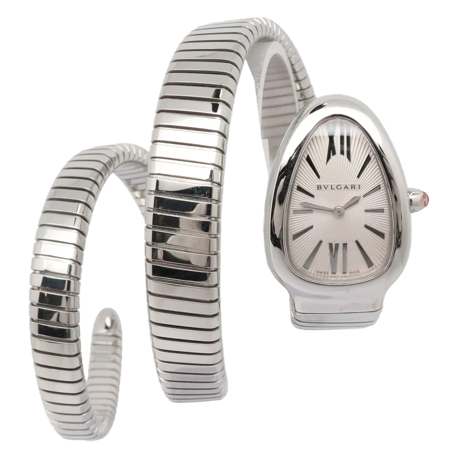Bvlgari Serpenti Tubogas 35mm Steel Silver Dial Ladies Quartz Watch 101911