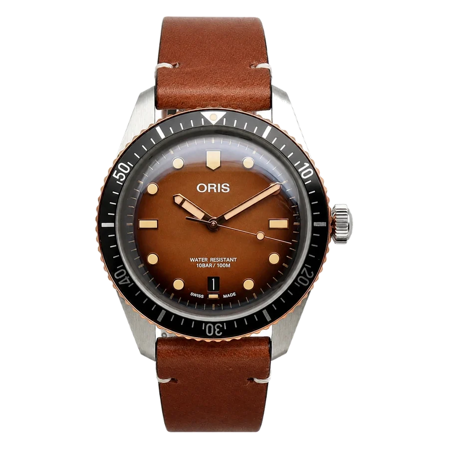 Oris Divers Sixty Five Steel Brown Dial Men Watch 01 733 7707 4356-07
