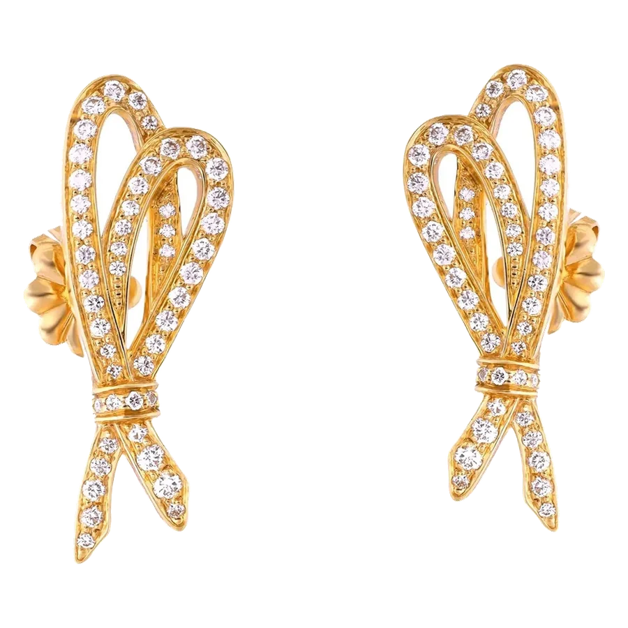 Tiffany & Co. Diamond Bow Earrings 18K Rose Gold