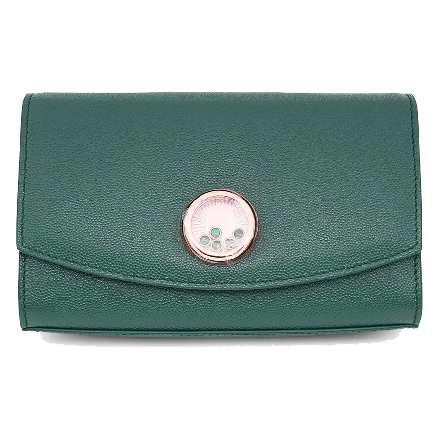 Chopard Happy Malachite Cabochons Green Grained Leather Handbag 95000-0991