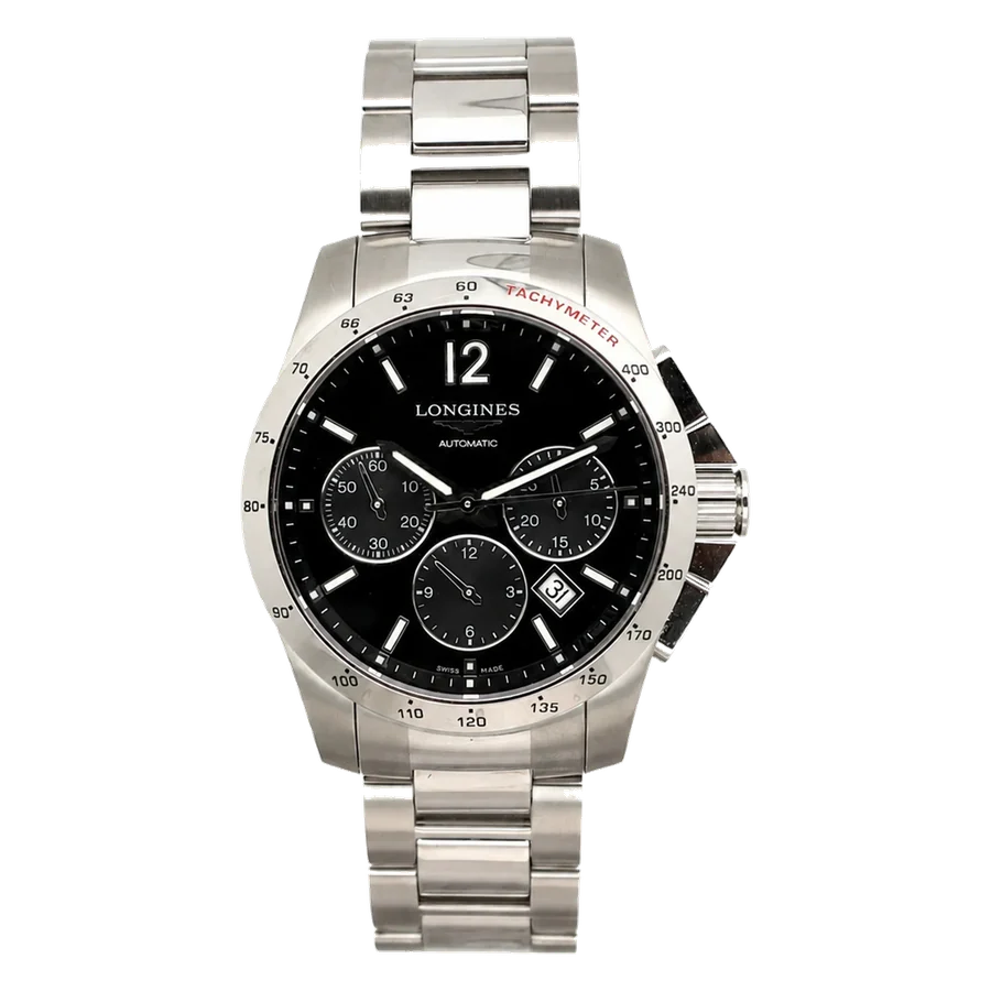 Longines Conquest 41MM Steel Black Dial Chronograph Watch L2.743.4.56.6
