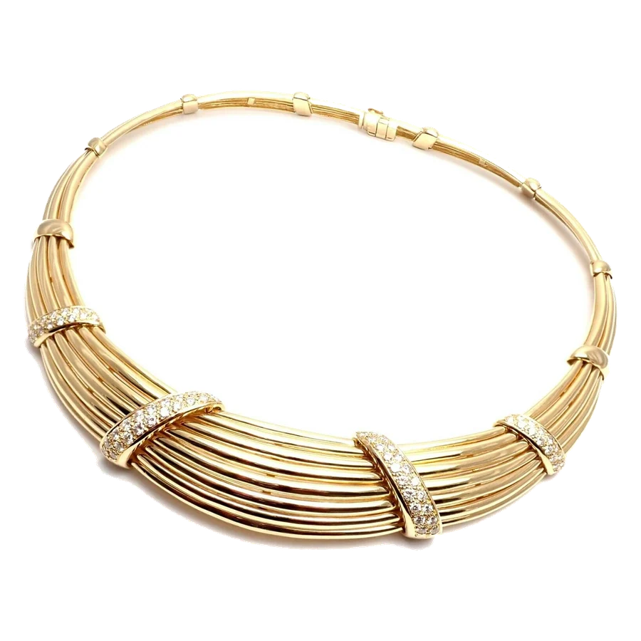 Authentic Van Cleef & Arpels 18k Yellow Gold Diamond Choker Necklace