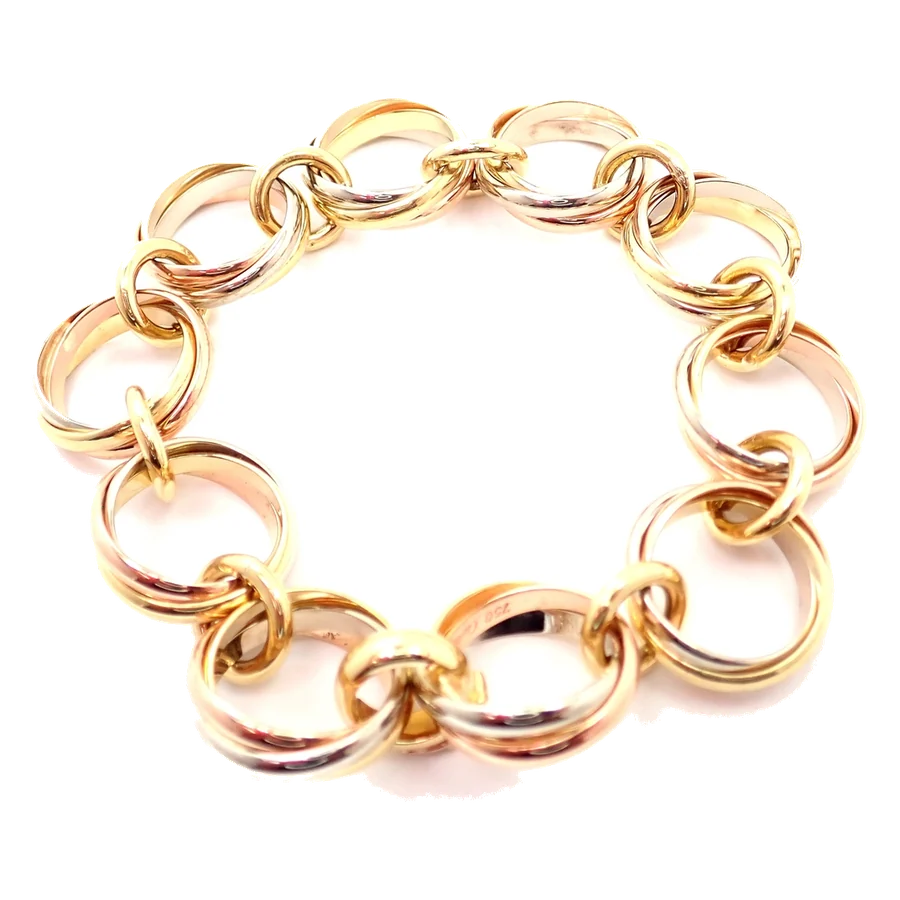 Cartier Trinity 18k Multi Color Gold Round Wide Link Bracelet