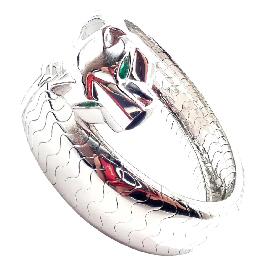 Cartier Panther Panthere 18k White Gold Lakarda Bangle Bracelet Watch Paper
