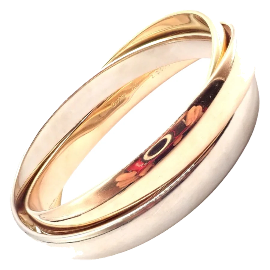 Cartier 18k Tricolor Gold 101.5 Grams Rolling Trinity Bangle Bracelet