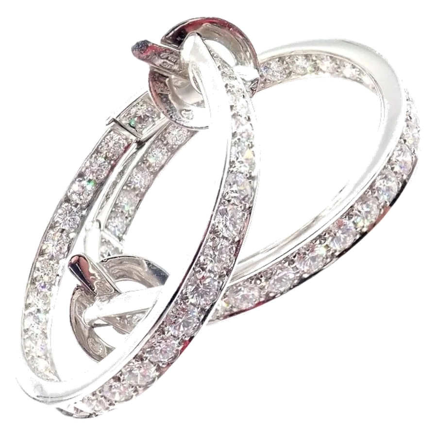 Van Cleef & Arpels Avignon 18k White Gold Diamond Large Hoop Earrings