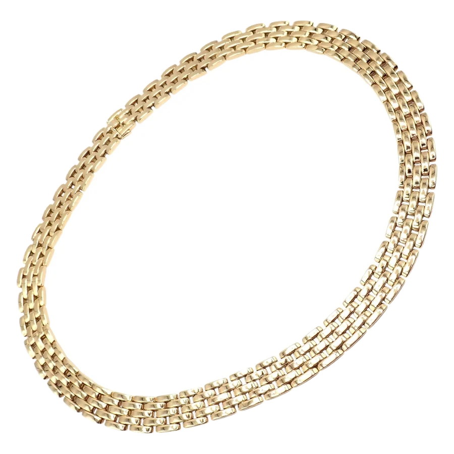 Cartier 5 Row Maillon Panther Panthere 18k Yellow Gold 20" Long Necklace Paper