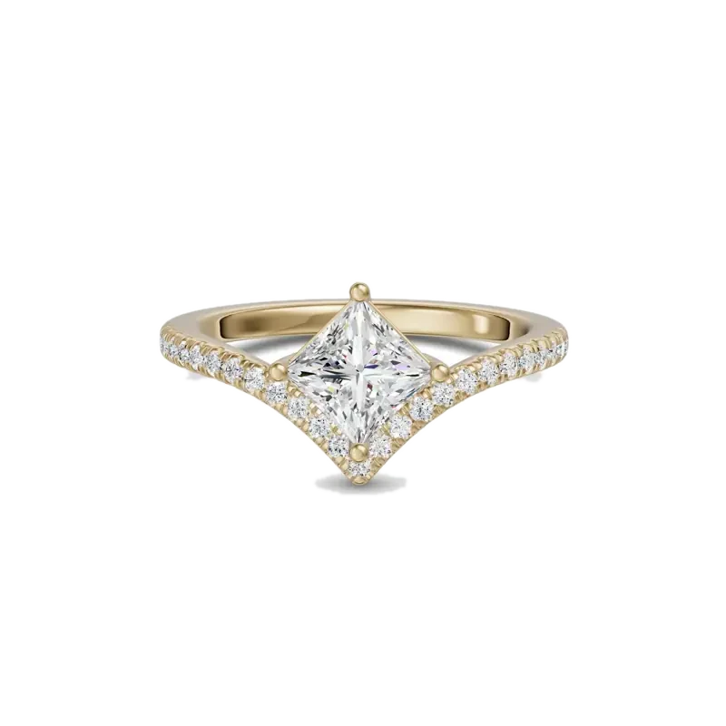 Luxe Chevron Accented Princess Cut Engagement Ring