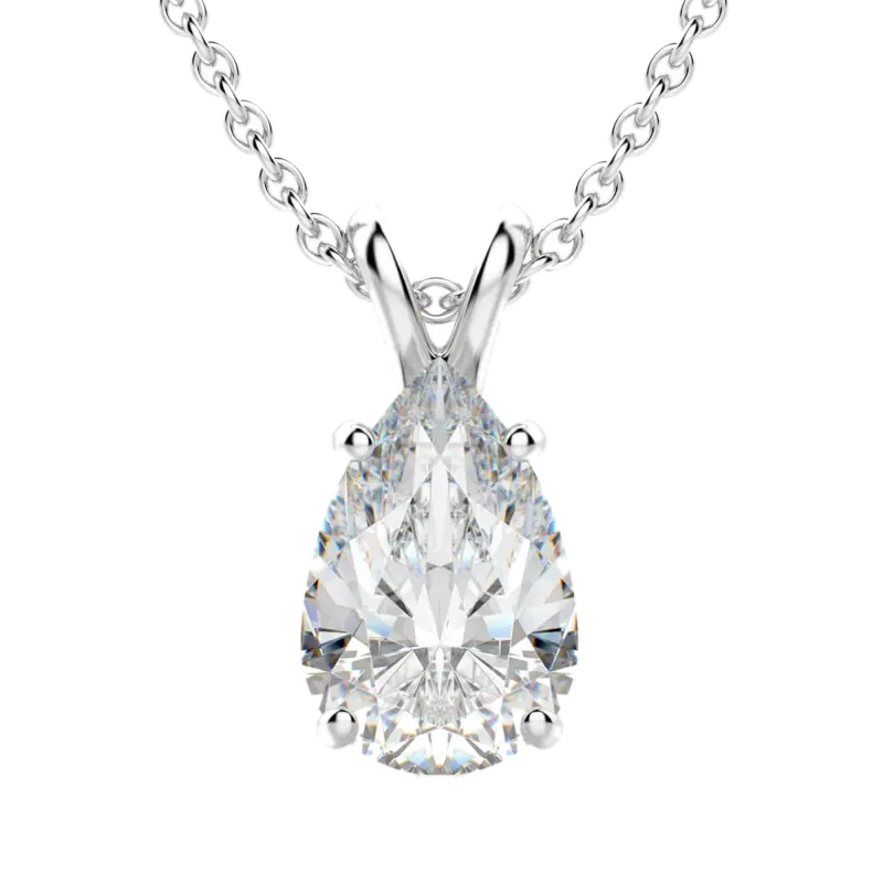 Basket Set Pendant Pear Cut 14K White Gold