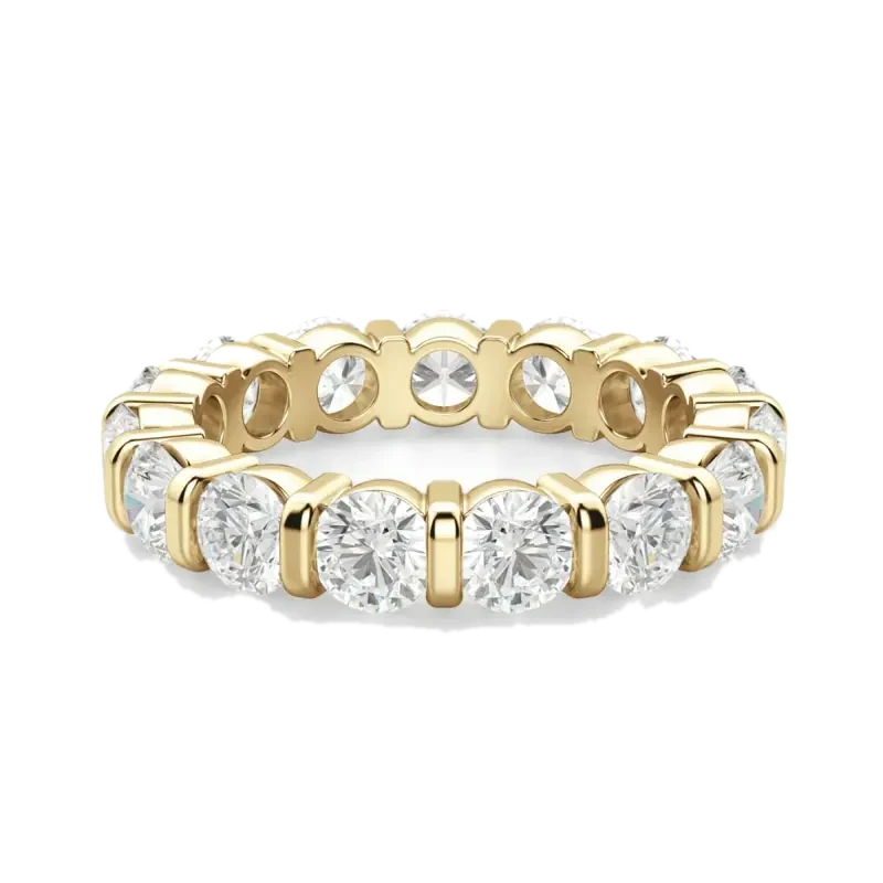 3.70 MM Round Cut Bar Set Eternity Band 14K Yellow Gold