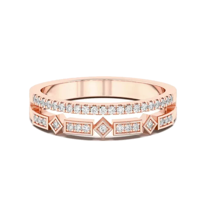 Double Row Fashion Wedding Band 14K Rose Gold